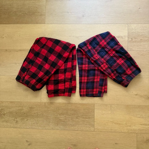 Men’s Red Plaid Flannel Pajama Pants – 2 Pair Bundle - Picture 1 of 7